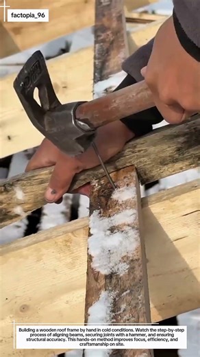 Satisfying Traditional Carpentry on a Snowy Rooftop | Real Hand Tool Work