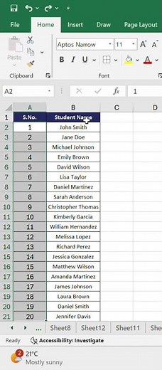 Generate Automatic Serial Numbers in Excel (Updates When Rows Deleted)#RowFunction#Serialnumber