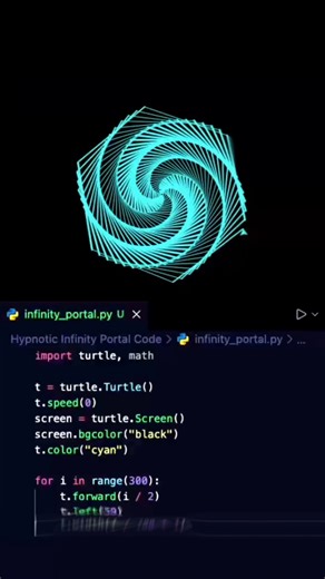 🐍 Python Turtle Graphics: Hypnotic Infinity Portal Code #python #programming