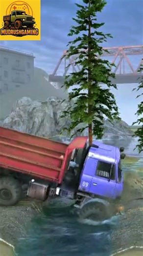 Heavy Load Mission! Truck Pulls Dump Truck Across Narrow River 🚛💦 #mudrunner #beamngdrive #fyp