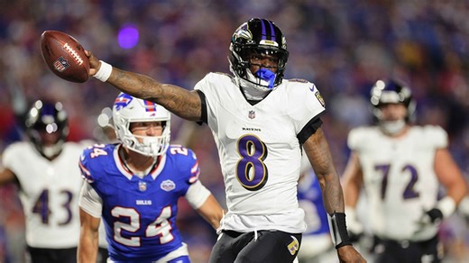 Lamar Jackson and Bills fan exchange shoves after Ravens touchdown