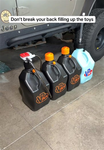Stop lifting heavy jugs and spilling fuel everywhere. This VP Racing jug set has a battery-powered transfer pump so you can fill up clean, fast, and WITHOUT lifting. #RacingLife #VPfuel #GarageEssentials #TikTokShopHolidayHaul #NewArrivalsSurge