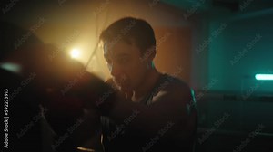 Fight sport punching competition on the ring of the gym