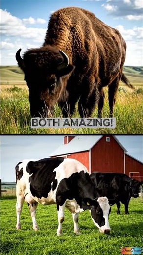 Wild Bison vs Farm Cattle: Evolution! 🦬🐄 #shorts