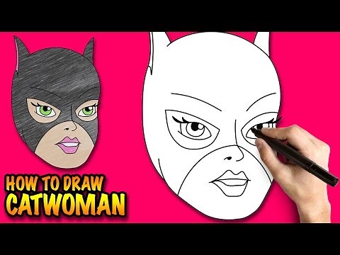 How to draw Catwoman - Easy step-by-step drawing lessons for kids