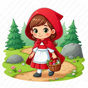 Little Red Riding Hood Clipart, Little Red Riding Hood Png, Tale Character Clipart, Instant Download - Etsy