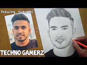 Drawing Techno Gamerz | Ujjwal Drawing |Techno Gamerz drawing step by step ‪@TechnoGamerzOfficial‬