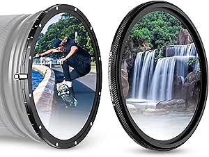 JJC True Color 49mm ND Filter Kit Variable ND2.5-1000 (1-10 Stops), No Color Shift, No X Cross, No Vignetting, Two-Part Design 5 Stop VND + 5 Stop ND32 Fixed, Multi-Coated Neutral Density Lens Filter