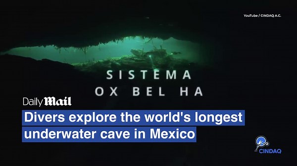 Divers explore the world's longest underwater cave in Mexico spanning 325 miles