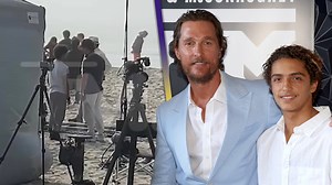 Matthew McConaughey is seen supporting his son, Levi, on set of his acting debut, 'Way of the Warrior Kid.’ | Entertainment Tonight