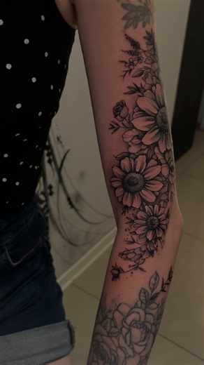 Black and Grey Floral Tattoo Ideas — Flower Tattoo Designs