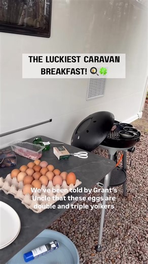 Lucky Caravan Breakfast: Cracking Eggs on the Road