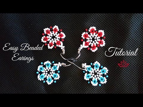 Beaded flower earrings - tutorial