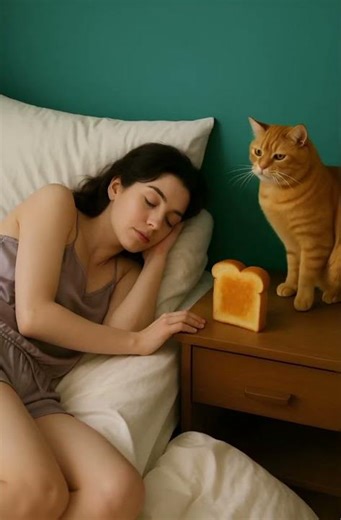 Cat vs Toast | Bedside Toast Guard 🐱🍞💤 #catshorts #cat #funnycat