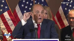 GIULIANI PUSHES CONSPIRACIES AT PRESSER: Promising more lawsuits, Pres. Trump’s attorney Rudy Giuliani lashed out at the mainstream press for failing to repeat his unsubstantiated allegations of election fraud during a bizarre press conference –we react. abcn.ws/3nDsoHs | The View