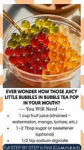 5.8K views · 44 reactions | Ever wonder how those juicy little bubbles in bubble tea pop in your mouth? You can actually make popping boba at home—and it’s way easier than you think. | Kira Recipes | Facebook