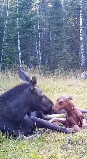 Epic Showdown: Moose Defends Calf from Bear Attack