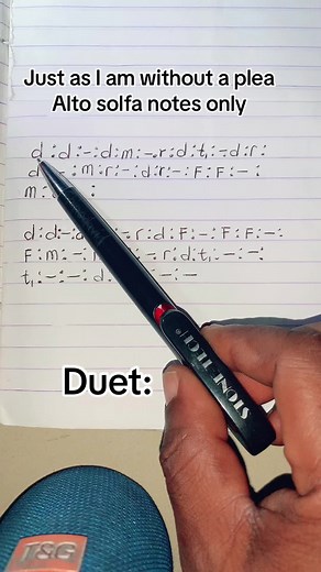 Alto Solfa Notation of Gospel Hymn 'Just as I Am'