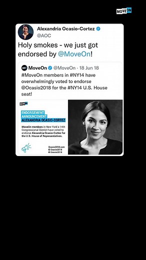 It's been 4 years since we first endorsed AOC and we've never looked back. We can elect true progressive champions, even when the odds seem long. Never forget that your vote matters. | MoveOn