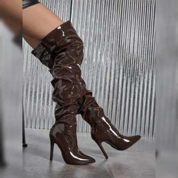 Dazzling latex shiny thigh_high boots outfits ideas for glamorous night party wear #partywear