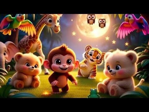 Counting Animals in the Jungle 🐒🐘 | Fun & Calm Numbers Song for Kids 🌙✨