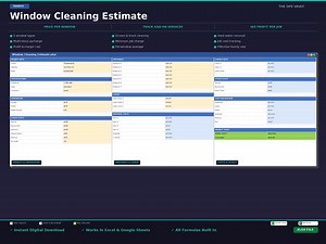 Window Cleaning Estimate | Window Wash Pricing Calculator Excel Spreadsheet - Etsy