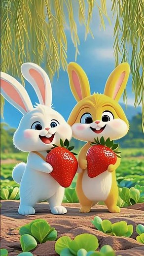 Cutest Rabbit Animation Ever! Eating & Playing Together 🐰✨