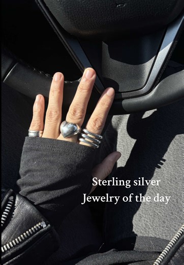 Vintage Sterling silver jewelry of the day ✨ only wore rings today, so I had to show off the new pieces I got 🫡. #jewelrytiktok #vintagefinds #jewelryoftheday #sterlingsilver #silverjewelry jotd
