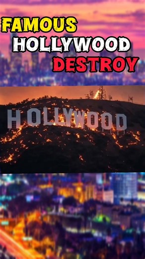 hollywood sign on fire