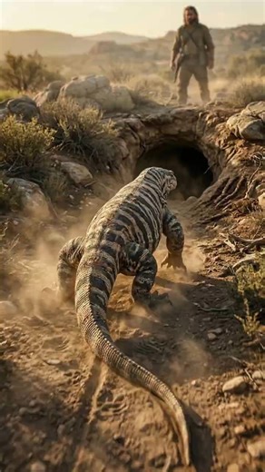Giant Lizard Reunites With Babies – Emotional Underground Scene 🦎