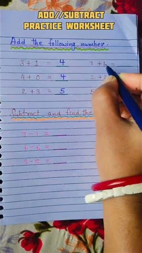 add// substract// practice worksheet for kg1, kg2