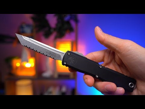 Нож Microtech Ultratech ZBP T/E serrated Stonewash сталь M390MK рукоять Black Aluminum