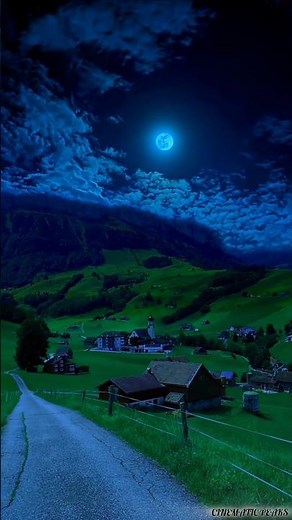 Switzerland Night View 🌙 | Magical Moonlight Village Cinematic Shot#switzerland#night#shorts