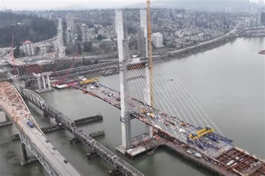 Aerial footage shows construction progress on new Pattullo Bridge | Urbanized