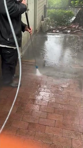 Satisfying Power Washing Transformation | Brick Walkway & Cement Patio 💦 #powerwashing
