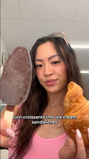 new food hack 🍦🥐 croissant ice cream sandwiches at the japanese convenience store