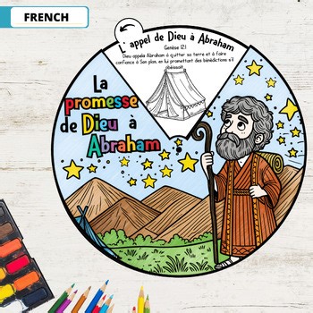 God's promise to Abraham Coloring Wheel IN FRENCH | Bible Story Activity for Kid
