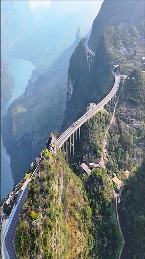 Most Terrifying Sky Highway in China 😱 关兴公路 on Cliff Edge Above Beipan River