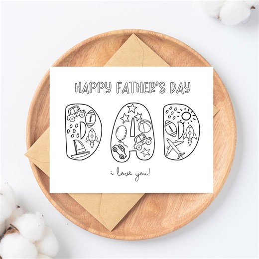 Printable Father's Day Coloring Page: DIY Craft for Dad (PDF Download) - Etsy