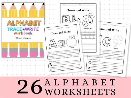 26 Printable Trace and Write Alphabet Worksheet - Etsy