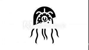 alien creature with tentacles animated glyph icon. alien creature with tentacles sign. isolated on white background