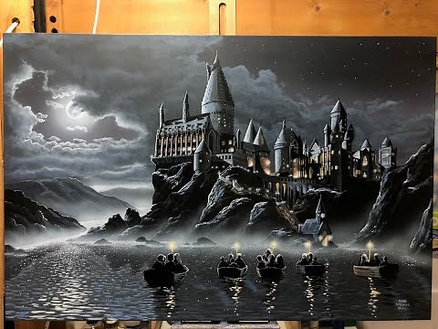 #26 How to Paint Hogwarts Castle | Acrylic Painting Tutorial | Marc Harvill Art