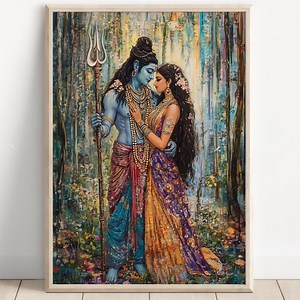 Shiva and Parvati, God Shiva, Parvati, Shiv Parvati Hindu God, Shiv Art, Indian God, Shiva Wall Art, Shiv Painting, Poster Print, Canvas - Etsy