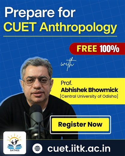 Prutor.ai from IIT Kanpur on Instagram: "CUET Anthropology made simple with Prof. Abhishek Bhowmick — 100% FREE lectures! 📝 Register now at cuet.iitk.ac.in and start learning with SATHEE. https://cuet.iitk.ac.in/.../english/video-lectures-course1/ #CUET #iitkanpur #cuetpreparation #sathee"