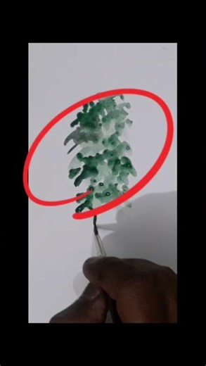 Secret Circle Trick 🌳 Easy Watercolor Tree Painting #shorts