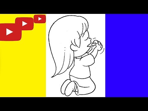 como desenhar menina orando de joelhos passo a passo