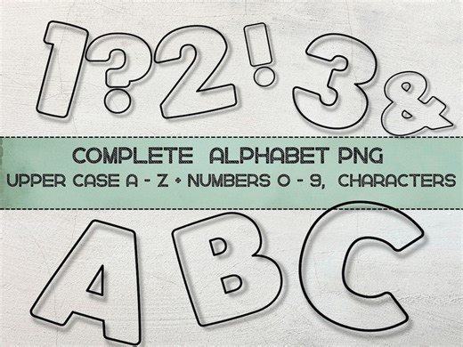 Outline Alphabet SVG Bundle, Uppercase & Lowercase Letters, Numbers and Symbols, PNG PDF - Etsy