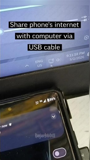 phone to computer ethernet shearing easy process share phone's internet via usb cable #ethernet