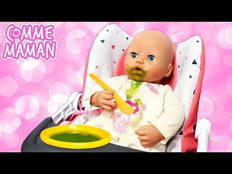 Bébé Born Annabelle mange toute seule. Vidéo en français pour filles
