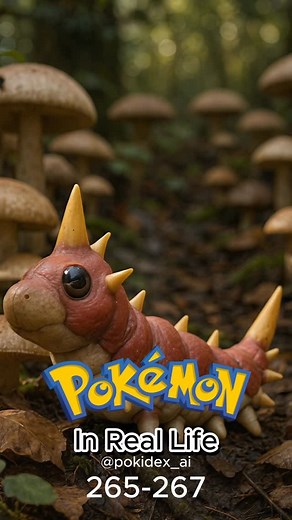 @collectomon_ai on Instagram: "Pokémon in real life! ✨ 1000+ AI-Generated Realistic Pokémon 👀 Follow to see ‘em evolve, battle & come to life! 🔥 If you want to help complete the Pokédex donate to my Ko-fi link in bio 👾 Join the Discord in bio to enter giveaway!! ⸻ 265 Wurmple 🐛 Pokédex Entry: Wurmple defends itself with sharp spikes on its tail, using them to inject poison into predators. It feeds on leaves and tree sap, using its sticky silk to climb and secure itself to branches. Type: Bug